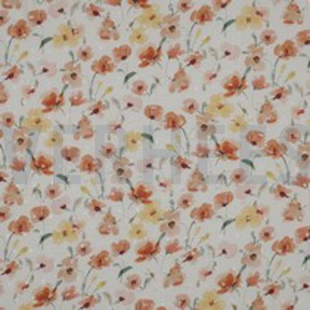 VISCOSE DOBBY DIGITAL FLOWERS ORANGE (thumbnail)