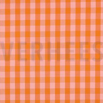 KATOEN GARENGEVERFD RUITEN ORANJE / ZALM (thumbnail)