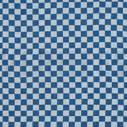 DOUBLE GAUZE DUBBELZIJDIGE RUITEN BLAUW (thumbnail)