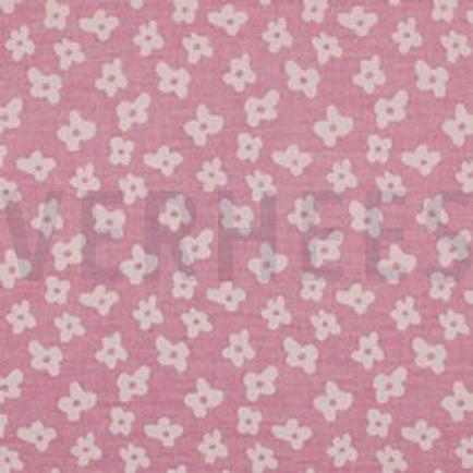 DOUBLE GAUZE JACQUARD FLOWERS CERISE (thumbnail)