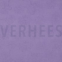 DOUBLE GAZE DE COTON BRODERIE FLEURS LILAS (thumbnail)