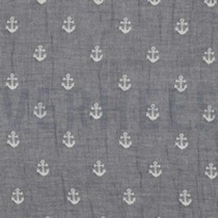 DOUBLE GAUZE JACQUARD ANCHORS TWO-SIDED NAVY (thumbnail)