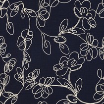DOUBLE GAUZE EMBROIDERY FLOWERS NAVY (thumbnail)