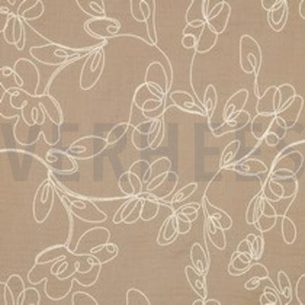 DOUBLE GAUZE EMBROIDERY BLOEMEN BEIGE (thumbnail)