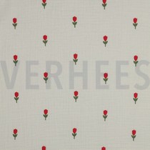 DOUBLE GAUZE EMBROIDERY FLOWERS NATURAL (thumbnail)