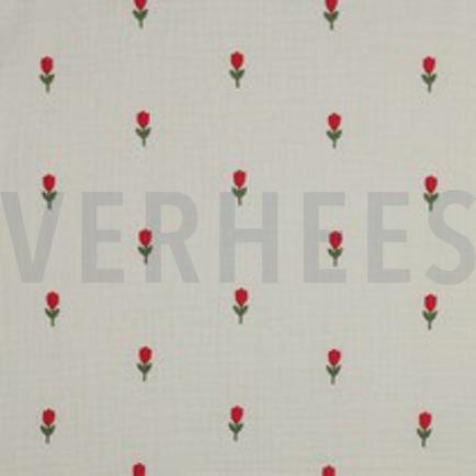 DOUBLE GAUZE EMBROIDERY FLOWERS NATURAL (thumbnail)