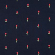 DOUBLE GAUZE EMBROIDERY BLOEMEN MARINEBLAUW (thumbnail)