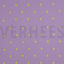 DOUBLE GAUZE EMBROIDERY NEON HEARTS LAVENDER (thumbnail)