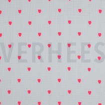 DOUBLE GAUZE EMBROIDERY NEON HEARTS WHITE (thumbnail)