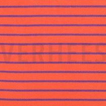 KATOEN BADSTOF GARENGEVERFD STREPEN ORANJE / PAARS (thumbnail)