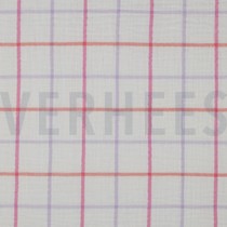 DOUBLE GAUZE GARENGEVERFD RUITEN LAVENDEL (thumbnail)