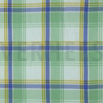 DOUBLE GAUZE GARENGEVERFD RUITEN GROEN (thumbnail)