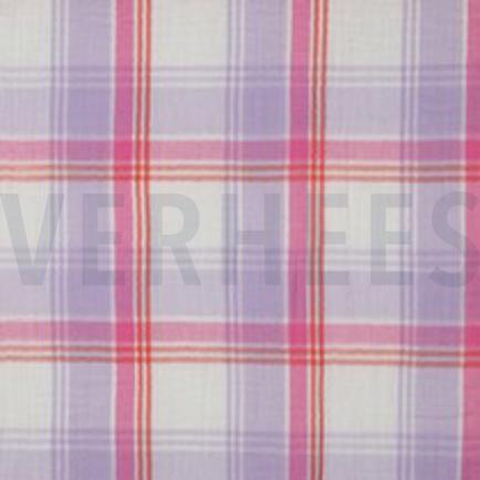 DOUBLE GAUZE GARENGEVERFD RUITEN LAVENDEL (thumbnail)