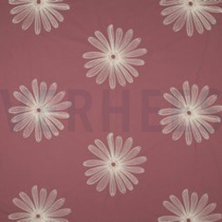 BAUMWOLLE STICKEREI BLUMEN MAUVE (thumbnail)