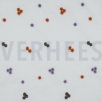 COTTON VOILE EMBROIDERY FLOWERS BRICK (thumbnail)