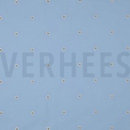 BAUMWOLLE VOILE STICKEREI LUREX BLUMEN HELLBLAU (thumbnail)