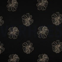 LINEN VISCOSE EMBROIDERY FLOWERS BLACK (thumbnail)
