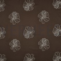 LEINEN VISKOSE STICKEREI BLUMEN BRAUN (thumbnail)