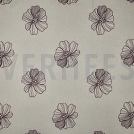 LINNEN VISCOSE EMBROIDERY BLOEMEN NATUREL (thumbnail)