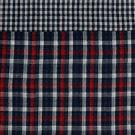 DOUBLE GAZE DE COTON DOUBLE FACE CARREAUX BLEU MARINE (thumbnail)