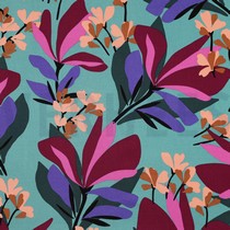 VISCOSE ROSELLA STRETCH SPRING GARDEN NERIDA HANSEN SEA BLUE (thumbnail)
