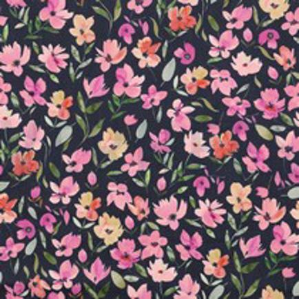 VELOURS MILLERAIES DIGITAL FLEURS BLEU MARINE (thumbnail)