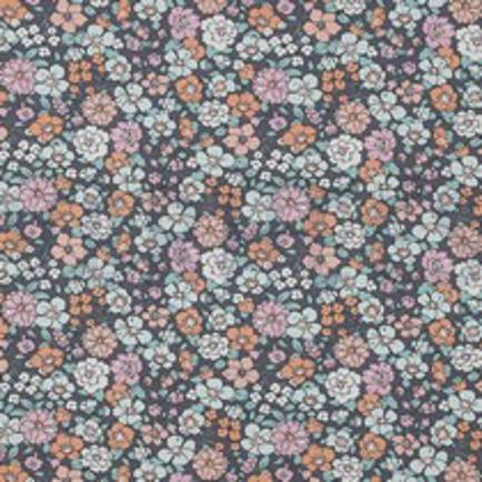 FEIN GEWEBTE BAUMWOLLPOPELINE GOTS BLUMEN MARINEBLAU (thumbnail)