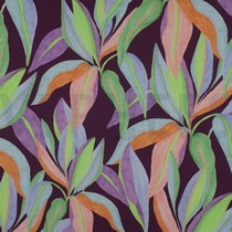 COTON SATIN DIGITAL FEUILLES VIOLET FONCÉ (thumbnail)