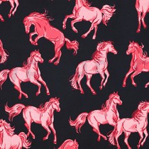 FRENCH TERRY DIGITAL CHEVAUX BLEU MARINE (thumbnail)