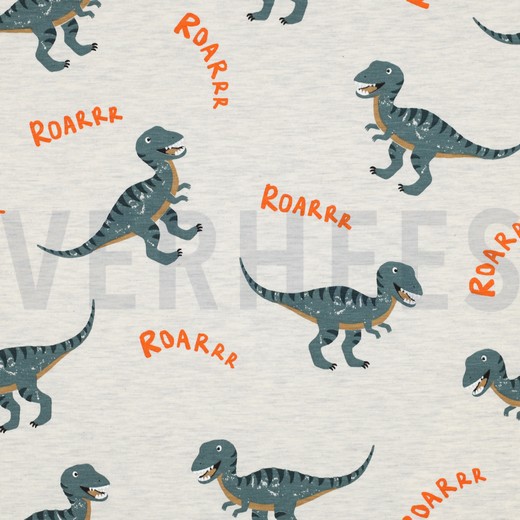 JERSEY MÉLANGE DINOSAURES ÉCRU MÉLANGÉ (thumbnail)