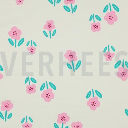 FRENCH TERRY BLOEMEN GEBROKEN WIT (thumbnail)