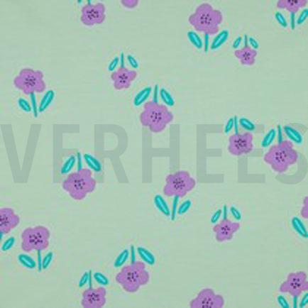 FRENCH TERRY BLOEMEN MINT (thumbnail)