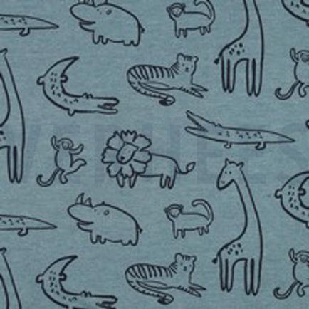 SWEAT MÉLANGE ANIMAUX SAFARI BLEU FUMÉ MÉLANGÉ (thumbnail)