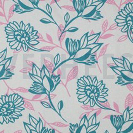 LEINEN VISKOSE BLUMEN ROSA (thumbnail)
