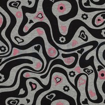 SWEAT MELANGE GLITZER RETRO BLUMEN HELLGRAU MELIERT (thumbnail)