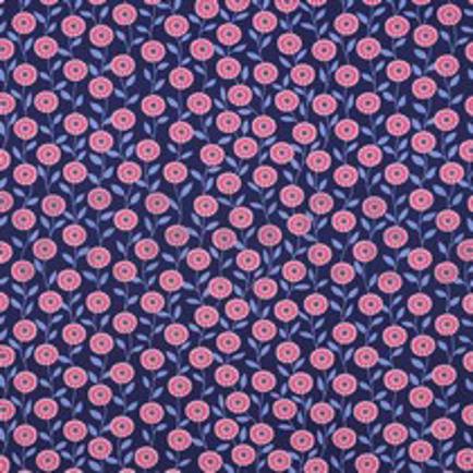FINE POPLIN FLOWERS & CHECKS NAVY (thumbnail)
