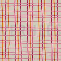 POPELINE DE COTON FLEURS & CARREAUX BLANC CASSÉ (thumbnail)