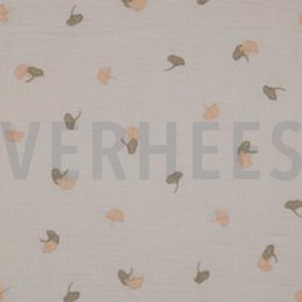 DOUBLE GAUZE EMBROIDERY BLADEREN LICHT ZAND (thumbnail)