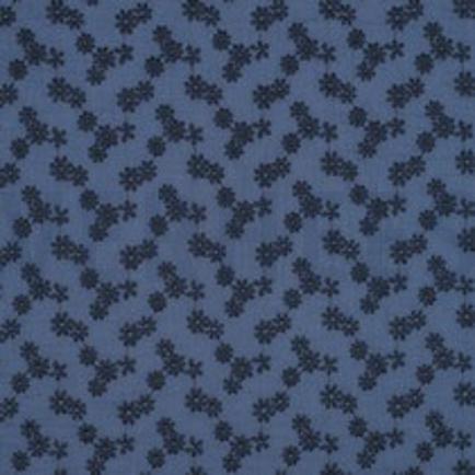 DOUBLE GAUZE EMBROIDERY BLOEMEN JEANSBLAUW (thumbnail)