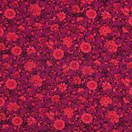 VISCOSE POPELINE STRETCH DIGITAL FLEURS FUCHSIA (thumbnail)