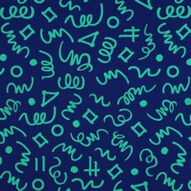 BAUMWOLLE POPELINE GEOMETRISCH MARINEBLAU/PETROL (thumbnail)