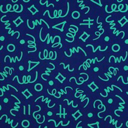 FEIN GEWEBTE BAUMWOLLPOPELINE GEOMETRISCH MARINEBLAU/PETROL (thumbnail)