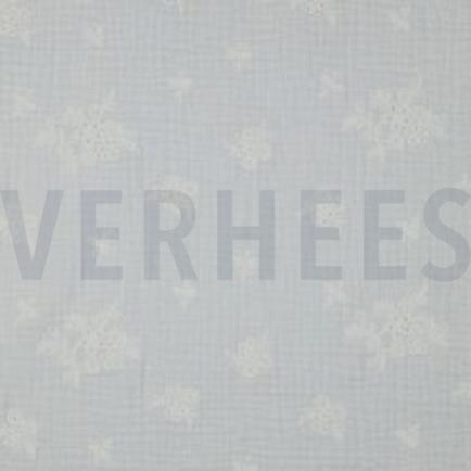 MUSSELIN STICKEREI BLUMEN WEISS (thumbnail)