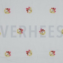 DOUBLE GAUZE EMBROIDERY BLOEMEN WIT (thumbnail)