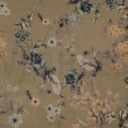 SUEDE STRETCH BLOEMEN LICHTGROEN (thumbnail)