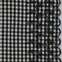 COTTON CHECKS ONE-SIDE BORDER ONE-SIDE SCALLOP BLACK/ WHITE (thumbnail)