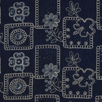 DENIM BRODERIE FLEURS PAILLETTES BLEU FONCÉ (thumbnail)