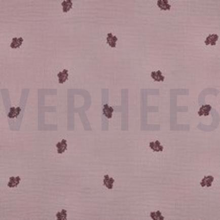 MUSSELIN STICKEREI BLUMEN MAUVE (thumbnail)