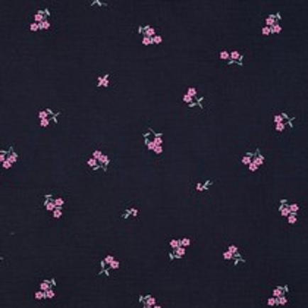 MUSSELIN STICKEREI BLUMEN MARINEBLAU (thumbnail)
