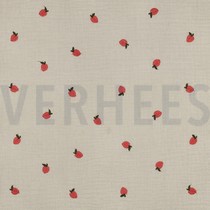MUSSELIN NATURAL STICKEREI FRÜCHTE NATUR/PFIRSICH (thumbnail)
